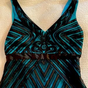 Blue and black cocktail dress